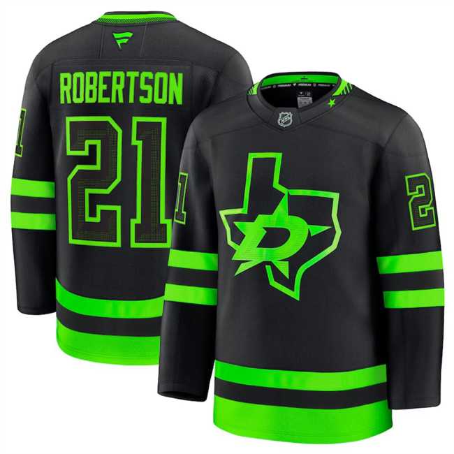 Mens Dallas Stars #21 Jason Robertson Black 2024-25 Alternate Stitched Hockey Jersey Dzhi